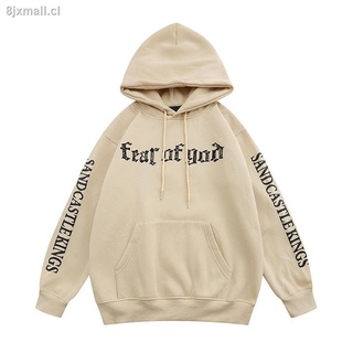☎☑FEAR OF GOD Kanye with the same SK print FOG style autumn and winter loose hip-hop plus velvet men s and women s hooded sweater