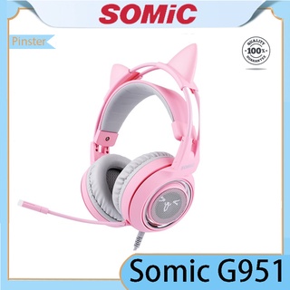 Audífonos somic G951 pink girly ear cat 7.1
