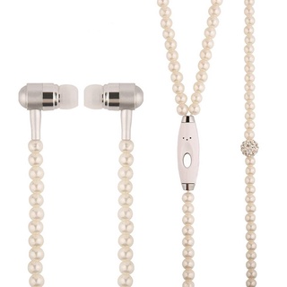 Auriculares Con Cable Para Niña , Diamantes De Imitación , Joyería , Collar De Perlas , Micrófono De 3,5 Mm Para Xiaomi mi6 legend.br