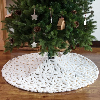 [en stock] falda de árbol de navidad, 48 pulgadas blanco nieve piel sintética de navidad felpa falda, invierno grande alfombrilla de árbol de navidad, fiesta de vacaciones decoraciones de árbol de navidad e-house
