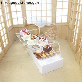 [threegoodstonesgen] 1:12 miniatura pastel contador escaparate gabinete casa de muñecas accesorios fruniture