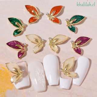 khalilah colorido 3d uñas arte decoración brillante diy uñas arte adorno mariposa uñas arte diamantes de imitación elegante moda aleación mariposa alas manicura accesorios