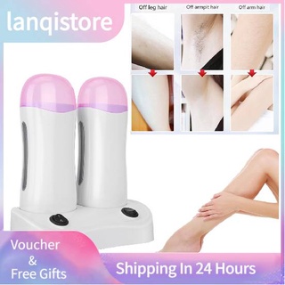 Lanqistore - calentador de rodillo depilatorio de doble cartucho, máquina de depilación corporal
