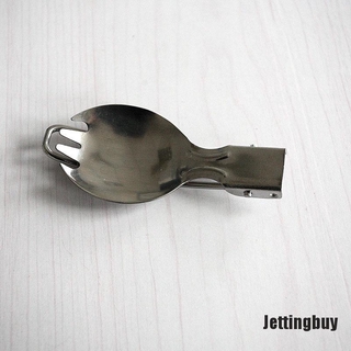[jettingbuy] cuchara plegable de acero inoxidable para acampar al aire libre, senderismo, picnic, plegable