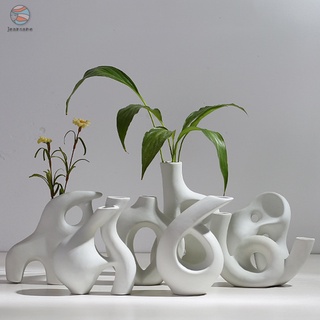 arte abstracto jarrón de cerámica nórdico minimalista hidropónico maceta para sala de estar plantas de hogar sin esmaltar