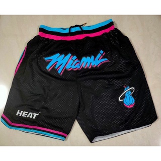 [10 Estilos] Pantalones Cortos NBA Miami Heat HERO ADEBAYO Temporada 2020 Edición Ciudad Bolsillos Negros De Baloncesto