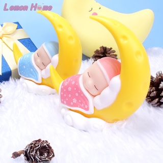 Adorno de bebé para dormir, decoración de luna, decoración de resina, tarta de bebé, figura lavable