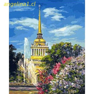 angelina1 pagoda diy pintura al óleo por números kits con pinceles acrílicos kits de pintura sobre lienzo para adultos niños principiantes