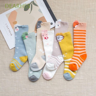 DEARHSS 3Pcs Cotton Baby Socks Non-slip Newborn Baby Stockings Thickened Floor socks Baby Clothing Knee length Cartoon Toddler Socks