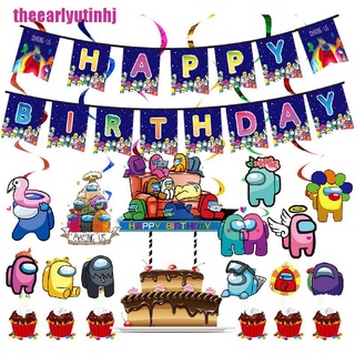 [theearly] Among Us Theme Party Supplies Disposable Tableware Happy Birthday Decoration (1)