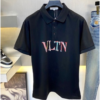 Street Hip Hop VLTN Couples Fashion Cotton Polo shirts color letter printing Short Sleeve Casual Sports T-Shirts Plus Size Unisex