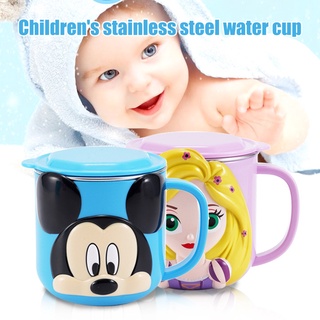 DISNEY taza de agua de acero inoxidable para niños, diseño de dibujos animados, tazas para beber, anticaída