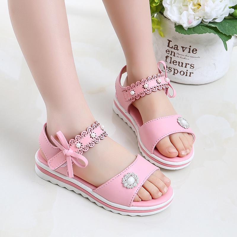 Coreano zapatos de los niños de la moda de los niños sandalias de las niñas de la princesa sandalias antideslizantes de fondo suave zapatos de playa