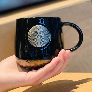 Medalla De Bronce Seleccionada Starbucks Taza Retro De Cerámica Negro Blanco Azul Sirena Pareja Aniversario Agua (4)
