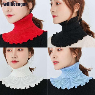 [Willbesugar] volantes de lana elástica de punto bufanda de invierno señora a prueba de viento cuello protector bufanda [caliente]