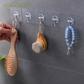 HAGEMEIER Self Adhesive Adhesive Hooks Waterproof Wall Hooks Hanging Hook Transparent Reusable For Kitchen Bathroom Seamless Sucker