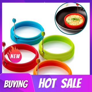 shanhaoma Silicone Round Egg Pancake Ring Mold with Handle Nonstick Frying Cooking Tool