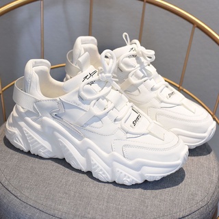 2022 White Women Shoes New Chunky Sneakers for Women Lace-Up White Vulcanize Shoes Casual Dad Shoes Platform Sneakers