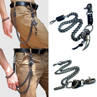 Estilo Punk cuernos de calavera Bullet llavero percha cartera Biker pantalones cintura cadena (1)
