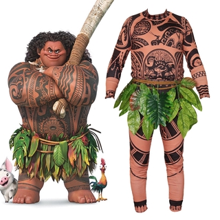 Conjuntos completos de película Moana Maui Cosplay disfraz adulto Halloween carnaval fiesta Costum
