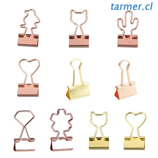 TAR2 10 Pcs/Pack Stylish Rose Gold Binder Clip File Document Clamp Metal Binder Clip Sets for Students Office/School Supplies
