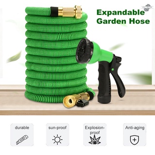pistola de agua para jardín de coche spray con manguera expandible con boquilla de 6 funciones duradera manguera de agua flexible (50ft) (3)