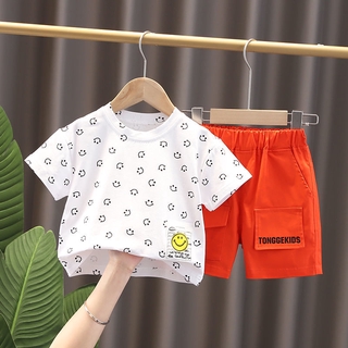 [niño trajes]verano ropa infantil bebé niños de manga corta pantalones cortos de dos piezas niños sueltos casual camiseta conjuntos