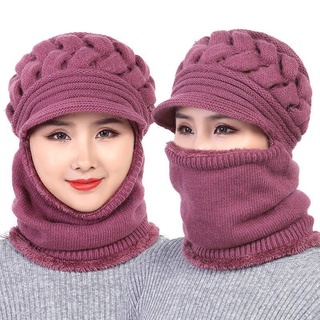 2021 wholesale price hat female middle-aged and elderly winter casual thickening woolen cap fleece-lined warm scarf mom