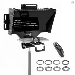 Fy Universal Teleprompter portátil Prompter con Control remoto BT lente adaptador anillo Compatible con teléfono inteligente Tablet cámara para transmisión en vivo Hosting voz grabación de vídeo en línea enseñanza (1)
