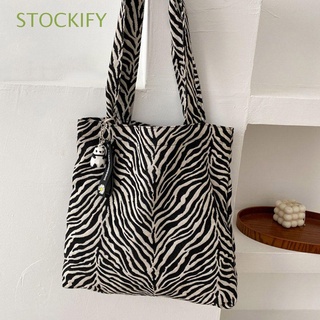 STOCKIFY Girls Shoulder Bag Women Crossbody Bags Tote Handbags Zebra-stripe Fashion Canvas Large Capacity Messenger Bag