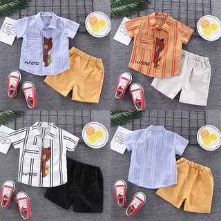 2pcs bebé niños camisa+pantalones cortos conjunto de niños verano ropa Casual trajes