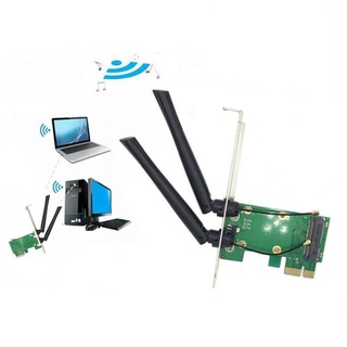 Tarjeta de red Wifi inalámbrica Mini PCIE a PCI-E 1X escritorio 2 antenas + adaptador C9L4 (2)