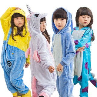 kigurumi mameluco de unicornio de dibujos animados para niños franela de dinosaurio punto pijamas casual ropa de dormir suelta
