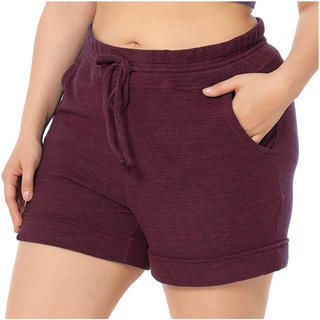 Mujer gran tamaño Color sólido bolsillo vendaje suelto Casual pantalones cortos Yoga pantalones (8)