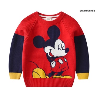 Cf88Yyt niños niños manga larga ratón impresión doble capa gruesa blusa prendas de punto suéter (9)