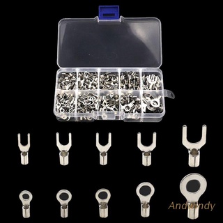 AND 320Pcs/box Metal Terminals Non-Insulated Ring Fork U-type Brass Terminals Assortment Kit Cable Wire Line Connector