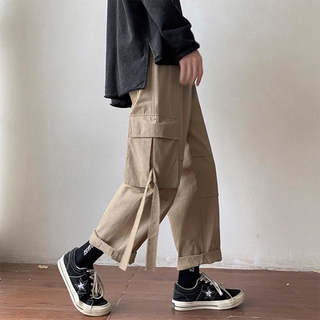 cargo pantalón de los hombres de la moda de bolsillo pantalones sueltos casual pantalón de los hombres ropa