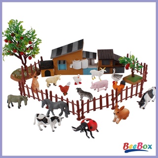 Beebox 21 pzas juego De animales De granja realistas Figuras De juguete pequeñas Para fiesta De niños