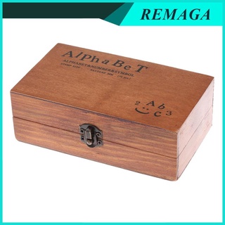 Set De sellos Vintage De goma 70x caja De madera con Letras del Alfabeto (3)