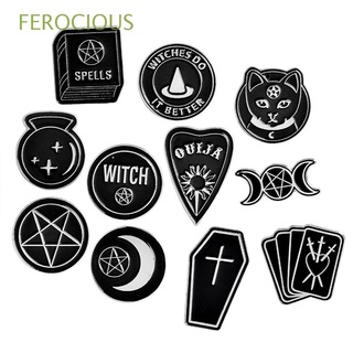 FEROCIOUS Clothes Jewelry Brooch Black Moon Clothes Lapel Pin Enamel Pins Dripping Oil Bag Accessories Fashion Spells Witches Gothic Badge