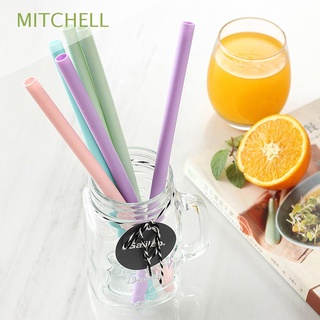 mitchell - pajitas de silicona flexibles para fiesta, vajilla, té, para cumpleaños, boda, reutilizable, con cepillo de limpieza, batido, multicolor