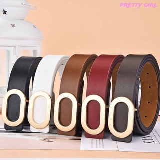 【Ready Stock】 Men And Women Waistband Imitation Leather Solid Color Alloy Oval Buckle Belt