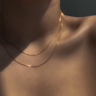 Exquisita serpiente fina cadena de doble capa mujer collar de oro joyería - xin