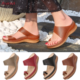 Avovi mujer moda cuña sandalia Retro gran tamaño antideslizante dedo del pie abierto sandalias mujer sandalia zapatilla