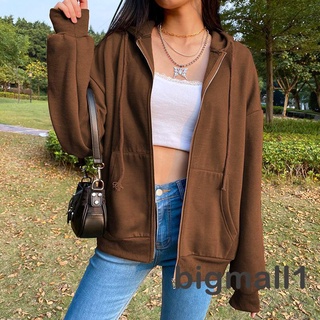 Mujer Moda Manga Larga Cremallera Abrigo Con Capucha Elegante Bolsillo Color Sólido Outwear