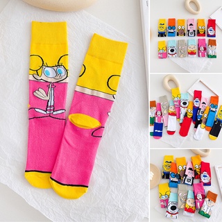 un par de calcetines estampados de animales de dibujos animados tubo largo divertido casual anime novedad patrón calcetines para niños verano nuevo (1)