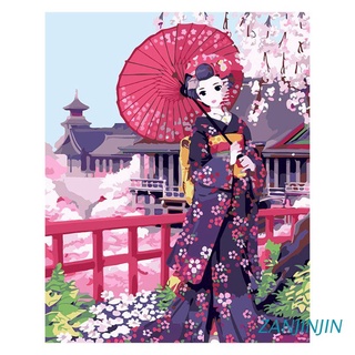 zanjinjin pintura por números para adultos y niños diy pintura al óleo kits de regalo preimpreso lienzo arte decoración del hogar -kimono tentación