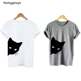 [nnhgghopr] mujer verano moda lindo gato impresión camiseta casual manga corta tops camisetas mujer venta caliente (9)