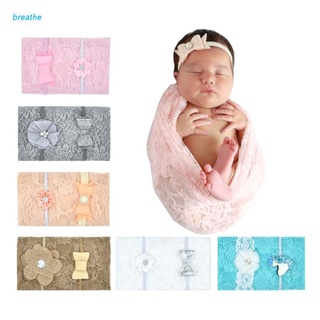 brea 1 conjunto de bebé envolver manta diadema conjunto de bebés foto tiro headwear envoltura kit de tela recién nacido fotografía accesorios