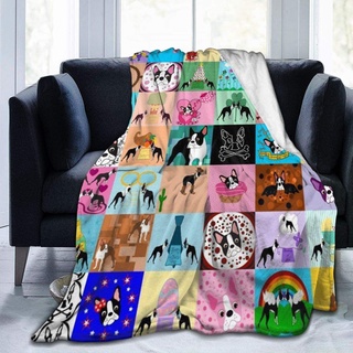 HGHHBH Hypoallergenic Ultra-Soft Micro Fleece Blanket Crazy Faux Boston Terrier Fluffy For Traveling Camping Home Bed Living Room Sofa 50x40 IN / 60x50 IN / 80x60 IN